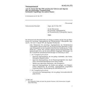 Notenaustausch CH/Alg. Visumbefreiung