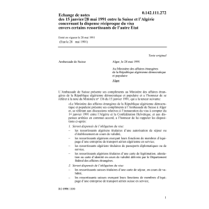 Echange de notes Suisse/Algérie