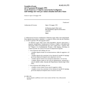 Note Algeria dispensa obbligo visto