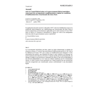 Ac. CH/A conditions d'établissements