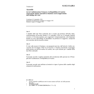 Acc. CH/A soppressione obbligo del visto