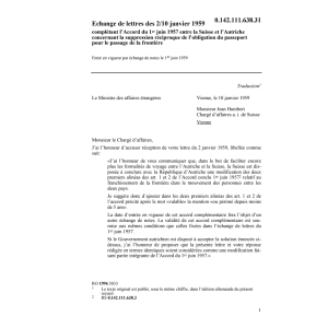 Echange lettres complétant l'accord
