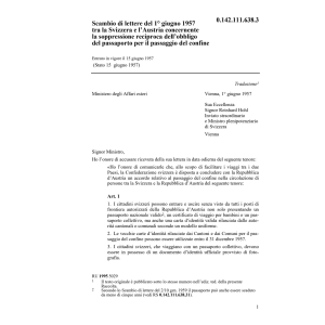 Lettere CH/A obbligo del passaporte