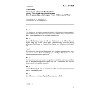 Abk. CH/A Aufhebungen Visumspflicht