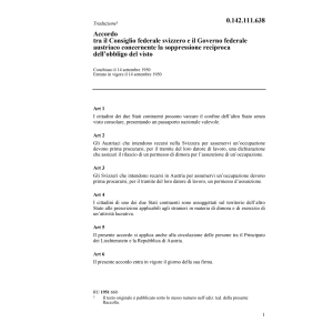 Acc. CH/A soppressione obbligo visto