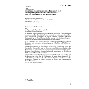 Abk. CH-AZE Erleichterung Visaerteilung