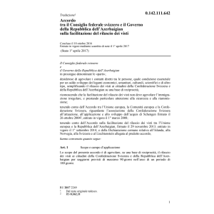Acc. CH-AZE facilita. rilascio dei visti