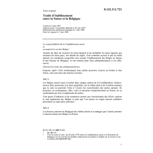 Traité d'établissement CH/Belgique