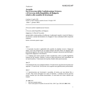 Acc. CH/Bulgaria scambio di tirocinanti