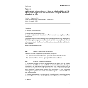 Accordo CH-Cili reciproca dal visto