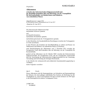 Abk. CH/CO Befr. Visumspflicht