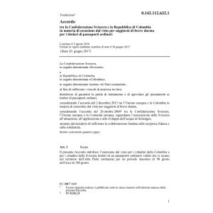 Ac. CH/CO esenzione dal visto