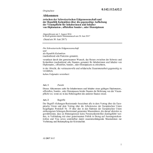 Abk. CH/CO Visumspfl. Inh. Diplomatenp.