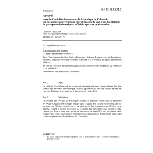 Ac. CH/CO tit. passeports diplomatiques