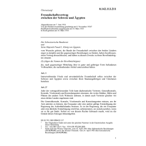 Freundschaftsvertrag Schweiz/Ägypten