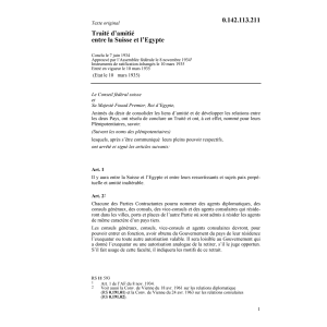 Tr. d'amitié entre la Suisse et l'Egypte