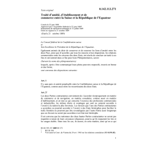 Tr. d'amitié Suisse/Equateur