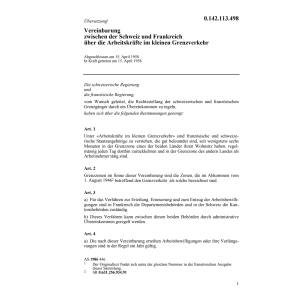 Vereinb. CH/F Arbeitskräfte Grenzverkehr