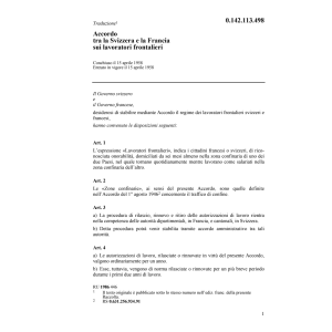 Acc. CH/F lavoratori frontalieri