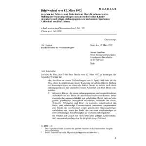 Briefwechsel Schweiz/Griechenland