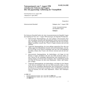 Notenaustausch CH-Ungarn Visumpflicht