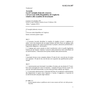 Acc. CH/Ungheria scambio di tirocinanti