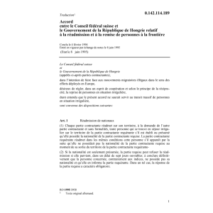 Ac. CH/Hongrie réadmission de personnes