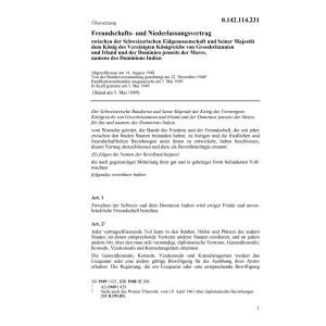 Freundschaftsvertrag CH/GB Dom. Indien