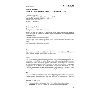 Tr. d'amitié Suisse / Perse (Iran)