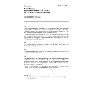 Vereinb. CH-Irland Austausch Stagiaires