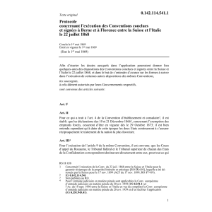 Prot. CH/I exécution des conventions