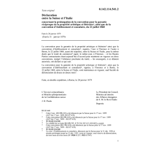 Décl. CH/I prolongation de la convention