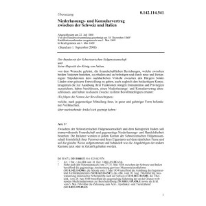 Niederlass.-Konsularvertrag,CH-Italien