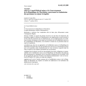 Acc. sur la réadmissio navec Macédoine