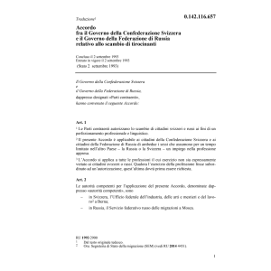 Acc.CH/Russia scambio di tirocinanti