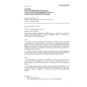 Acc. CH/Slovacca scambio di tirocinanti