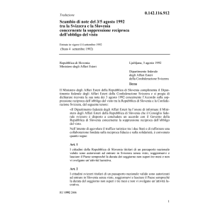 Note CH/Slovenia obbligo del visto