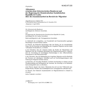 Migrationsabkommen CH BR Sri Lanka