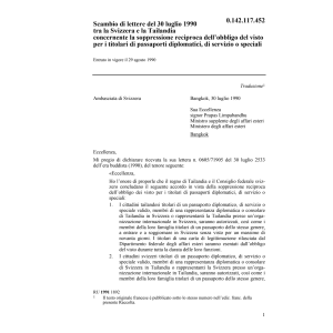 Lettere CH/Tailandia obbligo del visto