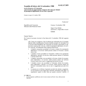 Lettere CH/Venezuela soppress. visto