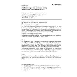 Niederlassungs- Konsularvertrag, Serbien
