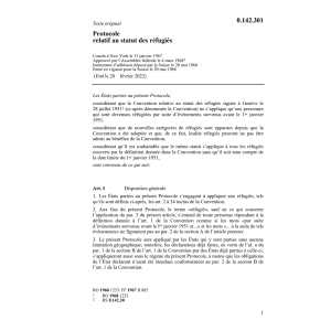 Prot. relatif au statut des réfugiés