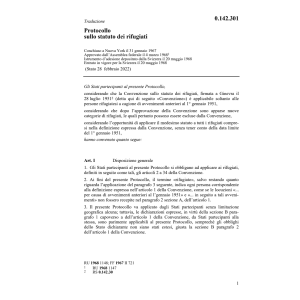 Prot. sullo statuto dei rifugiati