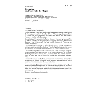 Conv. relativ au statut des réfugiés