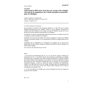 Ac. titre de voyage à des réfugiés