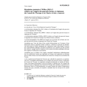 Résolution statutaire CM/Res (2011) 2