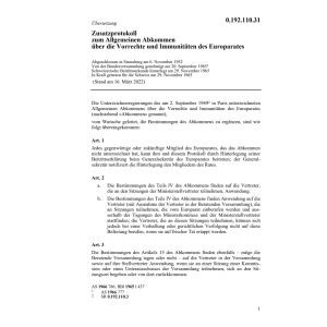 Zusatzprot.Vorrechte Immuni.Europarates