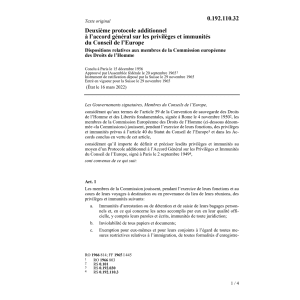 Deuxième prot.immunités conseil l'Europe