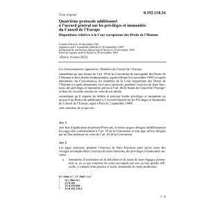 Quatrième prot.priv.immu.Cons.l'Europe