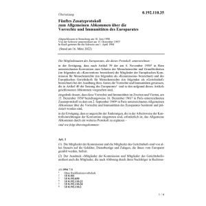 Fünftes Prot.Abk.Vorr.Immun.Europarates